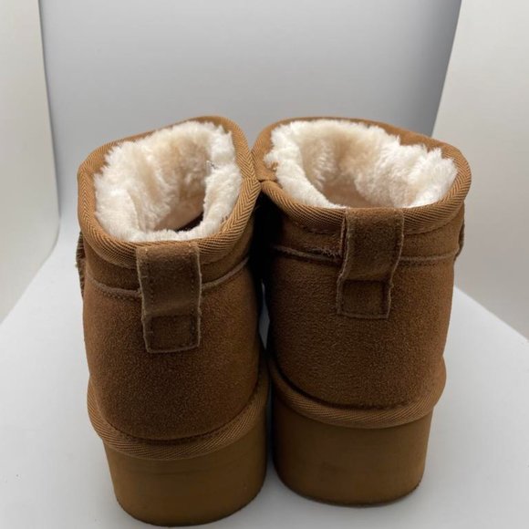 CUSHIONAIRE Women's COZY Genuine Suede pull on platform boot CHESTNUT 8.5 - Picture 4 of 6